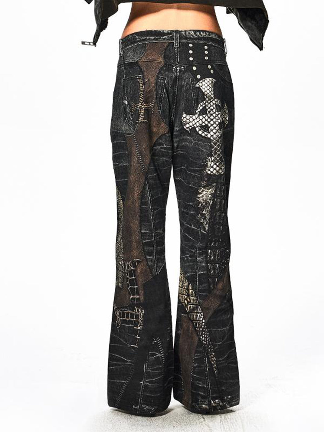DND4DES | Printed Cross Patchwork Straight Jeans - PSYLOS 1, DND4DES | Printed Cross Patchwork Straight Jeans, Jeans, DND4DES•JAPAN, PSYLOS 1